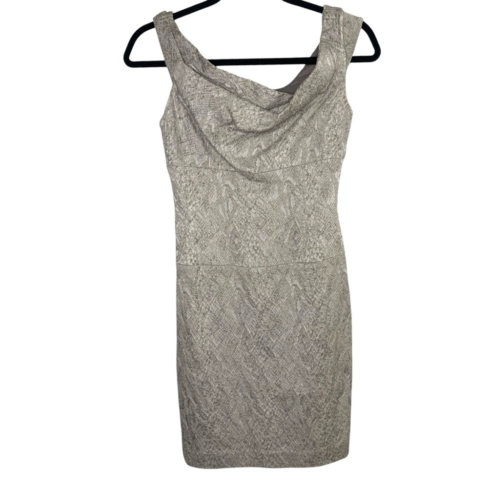 Black Halo Silver Gray Textured Size 6 Party Cocktail Career Wear Dress